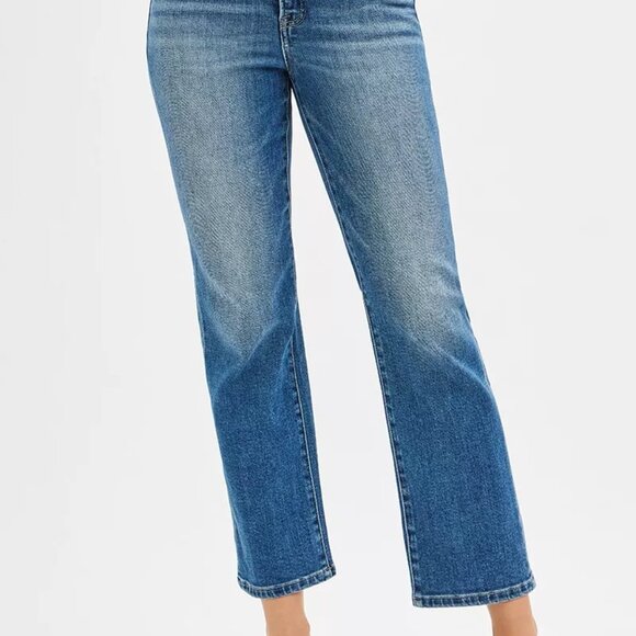 RISEN Tummy Control High Rise Crop Straight Jeans - Picture 1 of 7